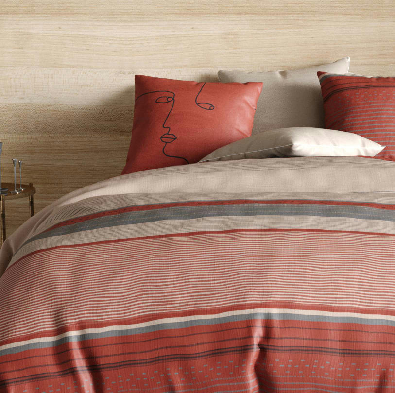 HANA - Parure housse de couette coton rouge 240x260 cm