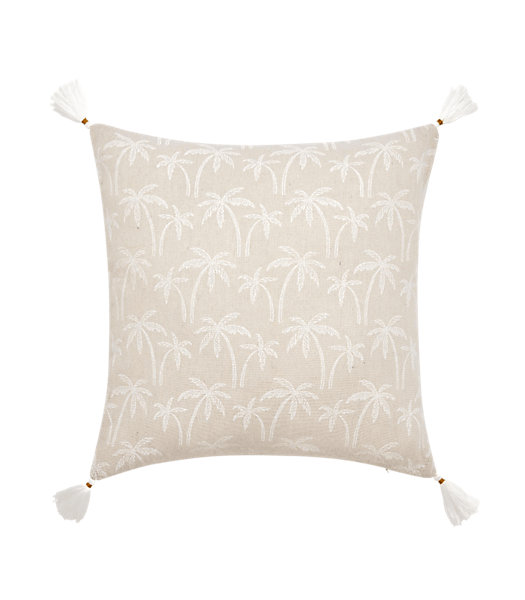 Coussin à pompons motifs palmier 45x45cm 