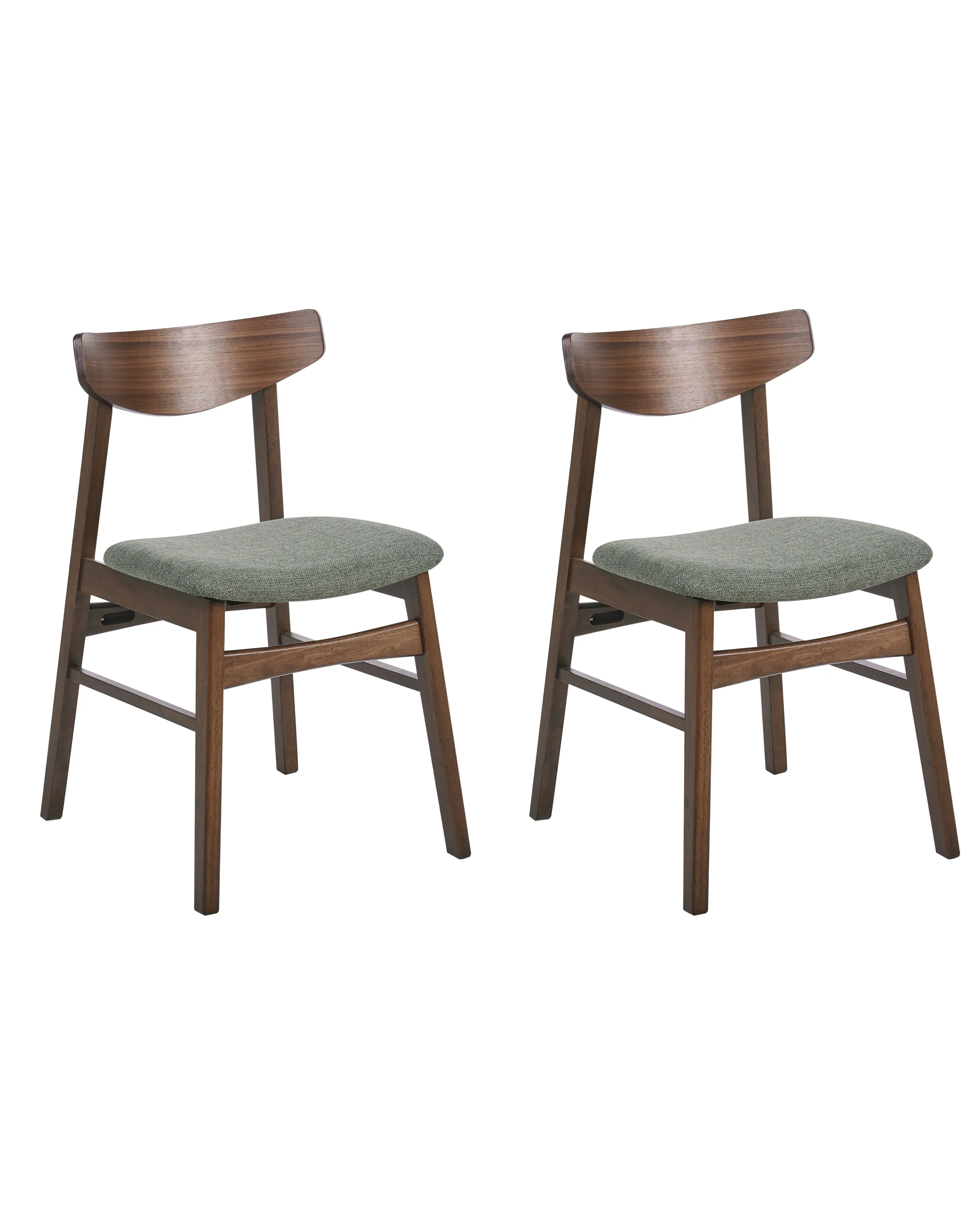 Set of 2 Dining Chairs SMILEY Wood Brown/ Green
