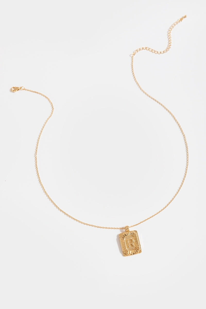 Initial ID Tag Pendant Necklace