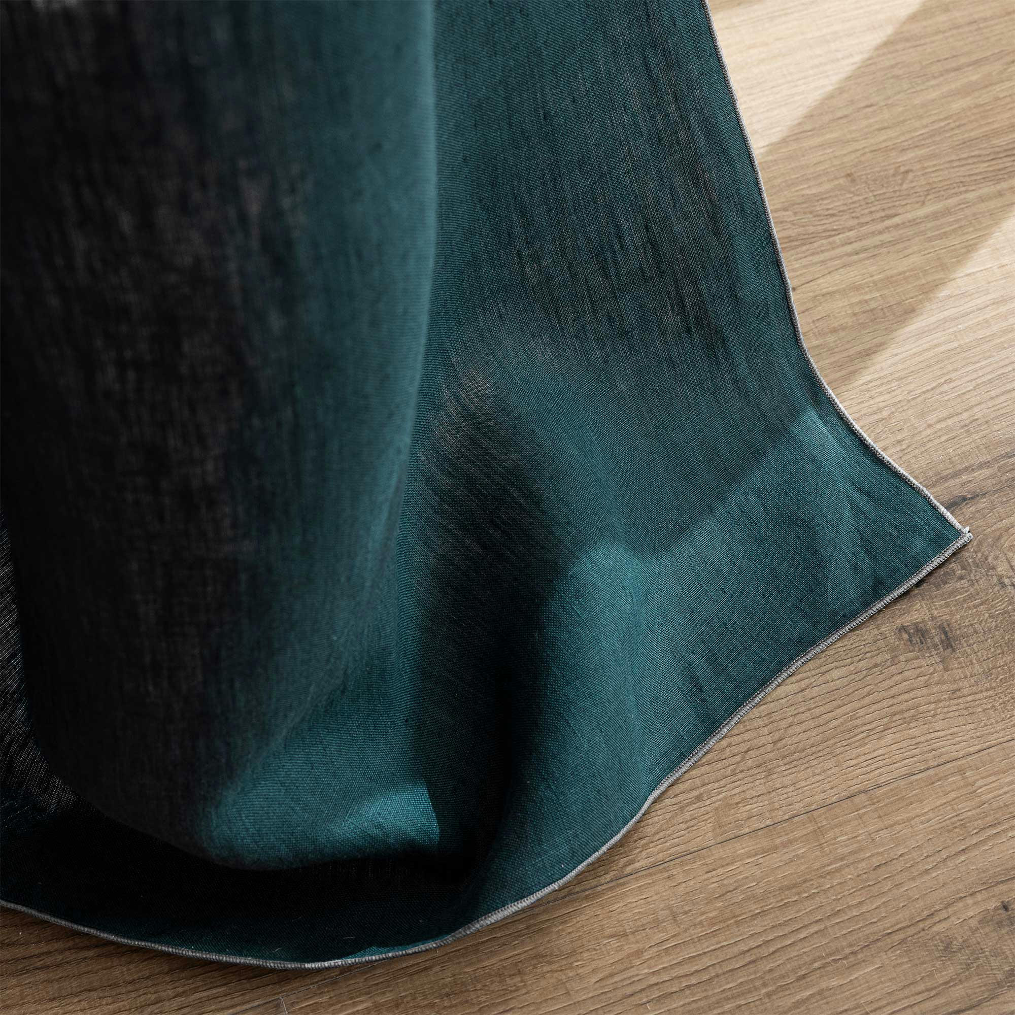 AUTOUR DU LIN - Rideau à œillets en pur lin lavé  150x260cm Vert Paon