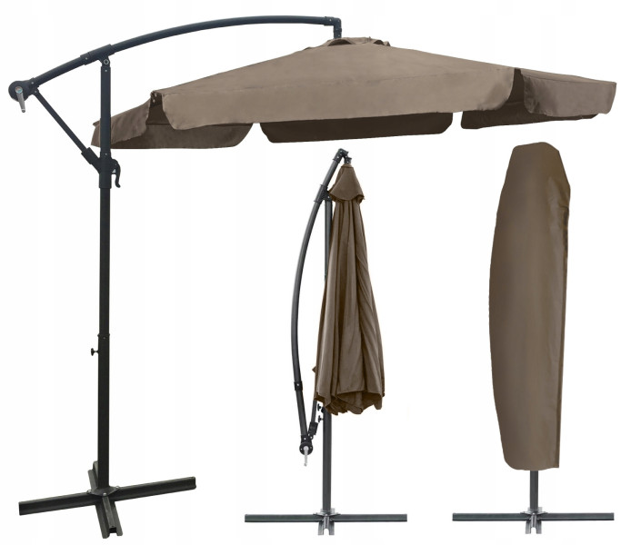 Duży solidny rozkładany regulowany parasol ogrodowy 350cm Dallas beżowy