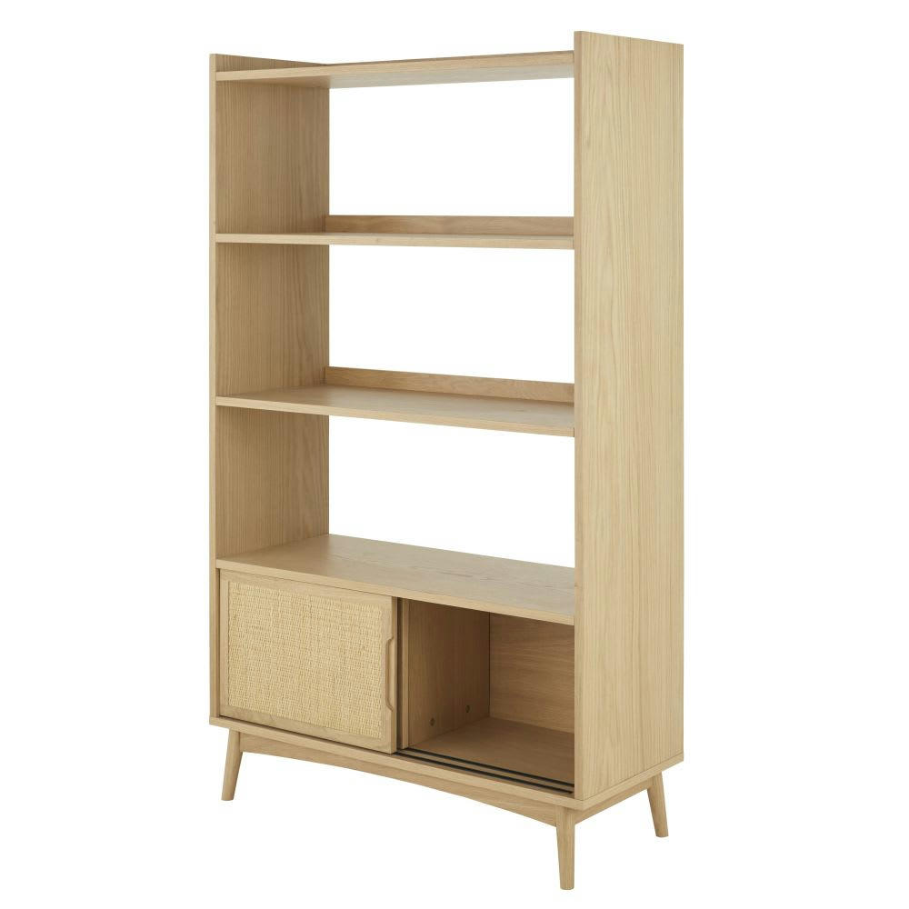 Malaga - Etagère 2 portes coulissantes cannage en rotin