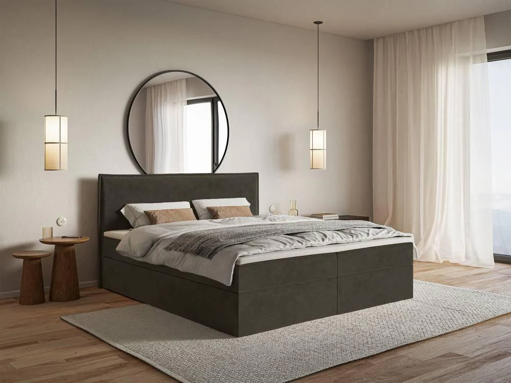 Boxspring Esmay velvet met opbergruimte en topper 140 x 200 cm