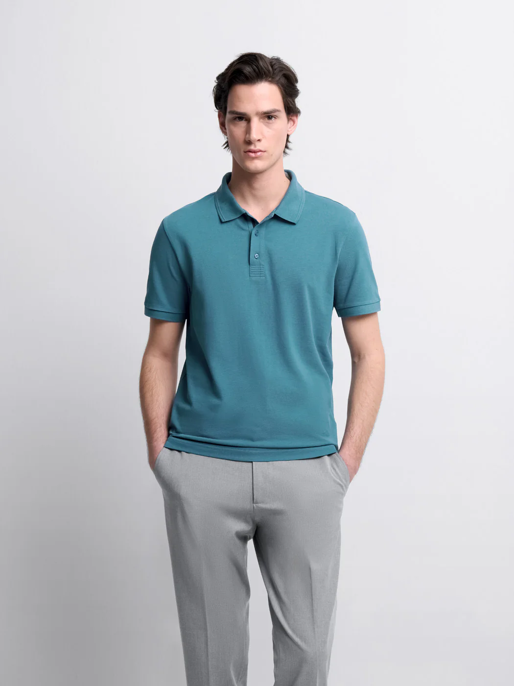 Polo col boutonné en coton