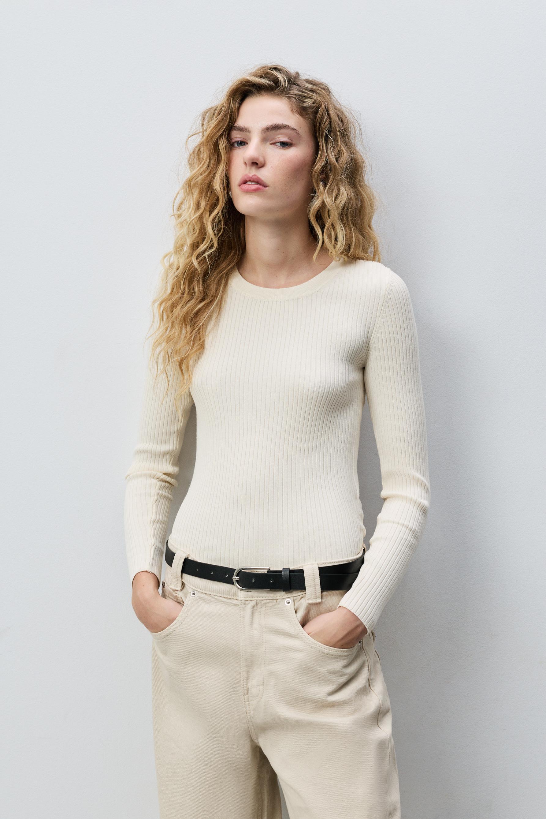 Jersey canalé cuello redondo