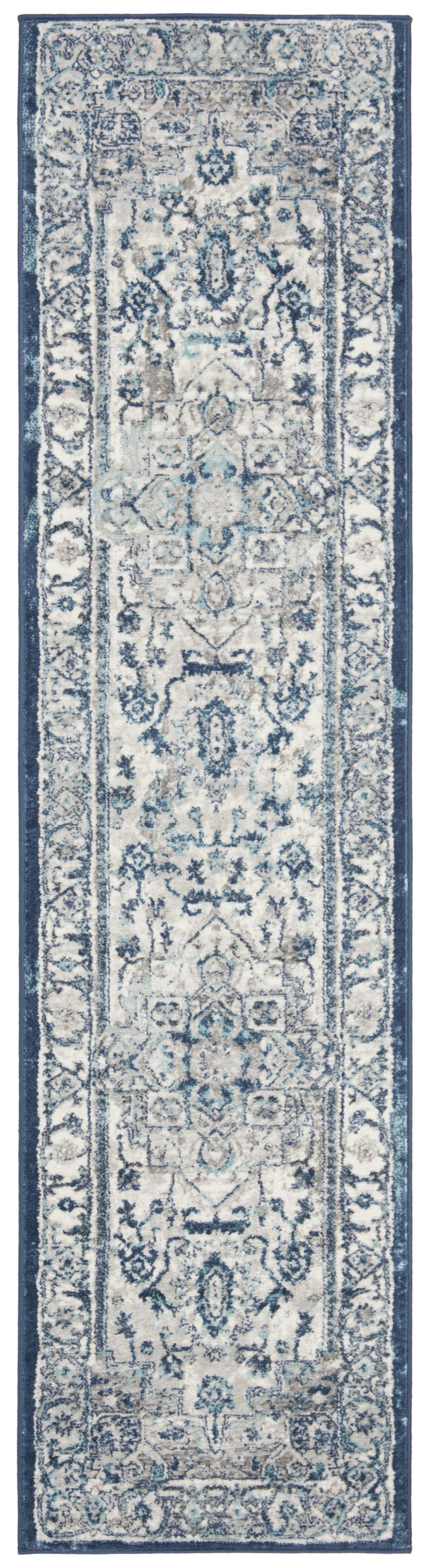 BRENTWOOD - Tapis de salon interieur en gris clair & bleu, 61 x 244 cm