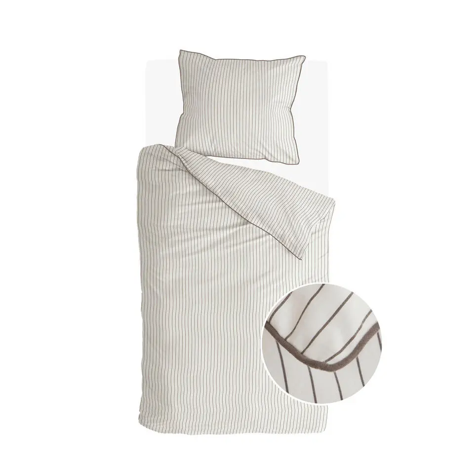 Walra - Dekbedovertrek Gentle Stripes - 140x220 cm - Off White / Bruin
