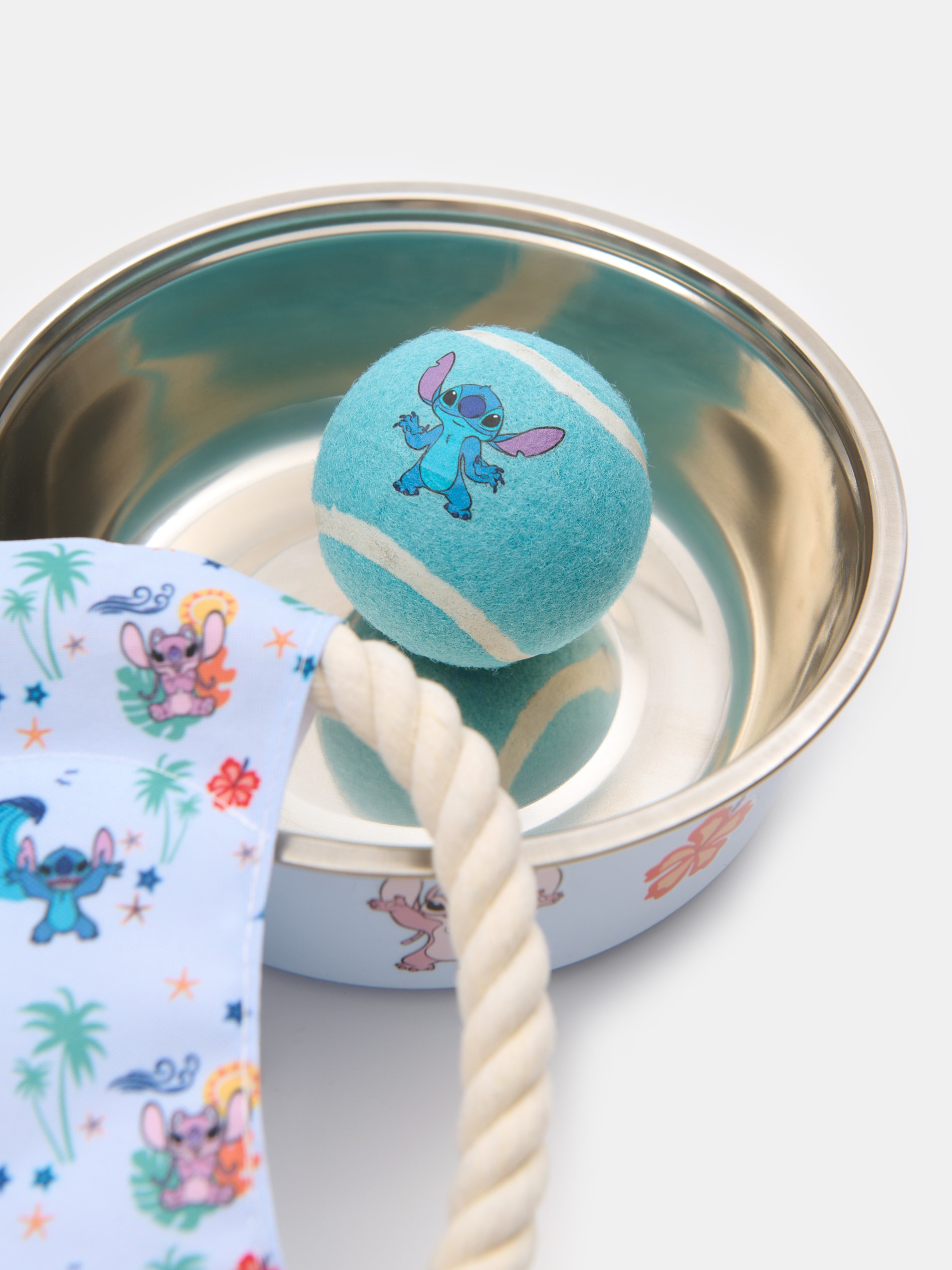 Zestaw 2 zabawek z miską dla psa Stitch
