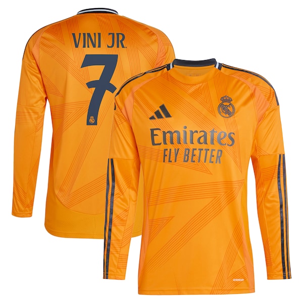 Vini Jr. Los Merengues adidas 2024/25 Away Replica Long Sleeve Player Jersey - Orange