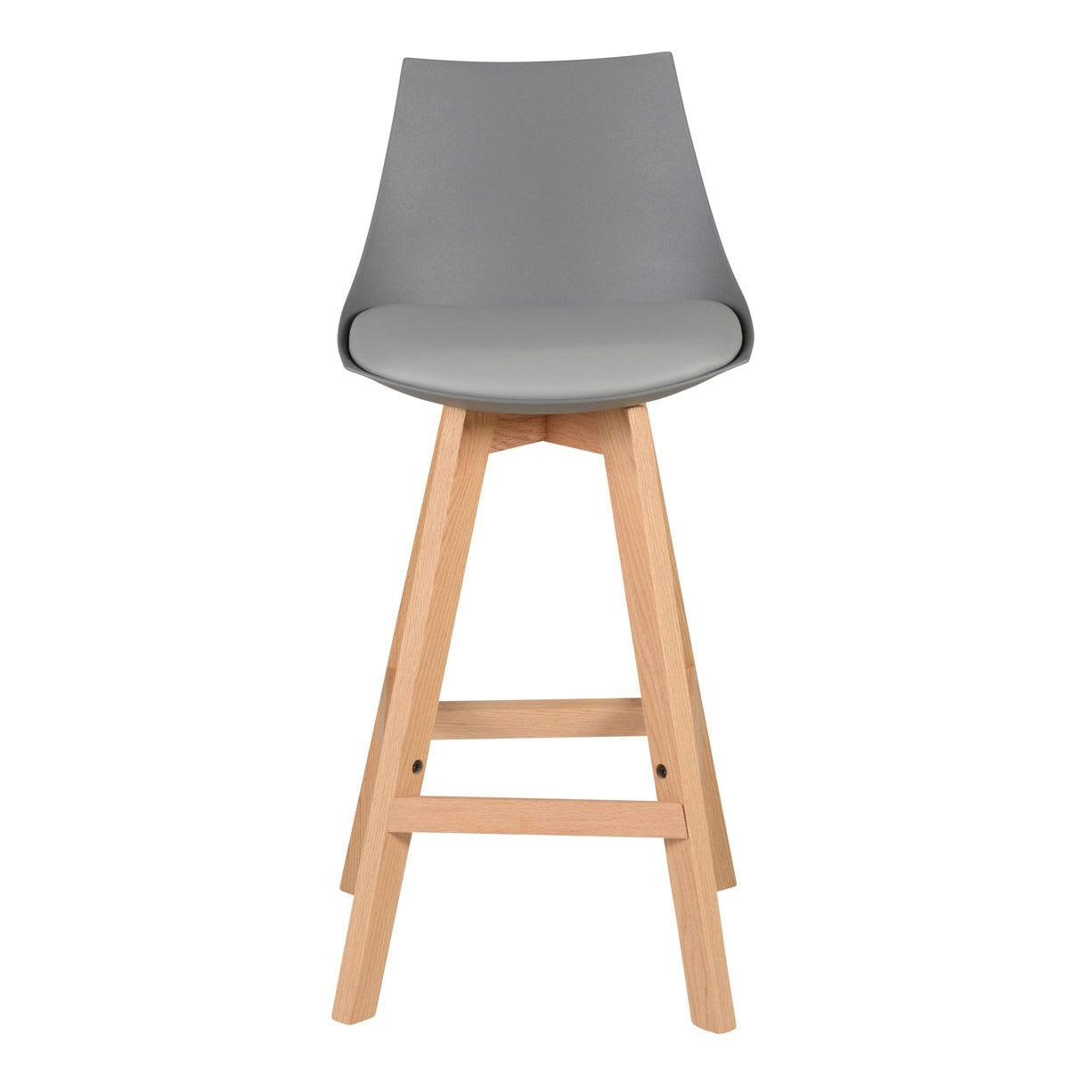 KIM - Chaise snack grise et pieds en chêne massif