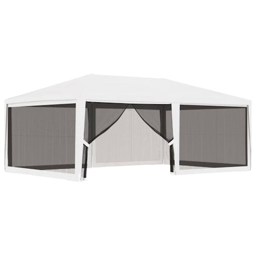 NNEVL Party Tent with 4 Mesh Sidewalls 4x6 m White