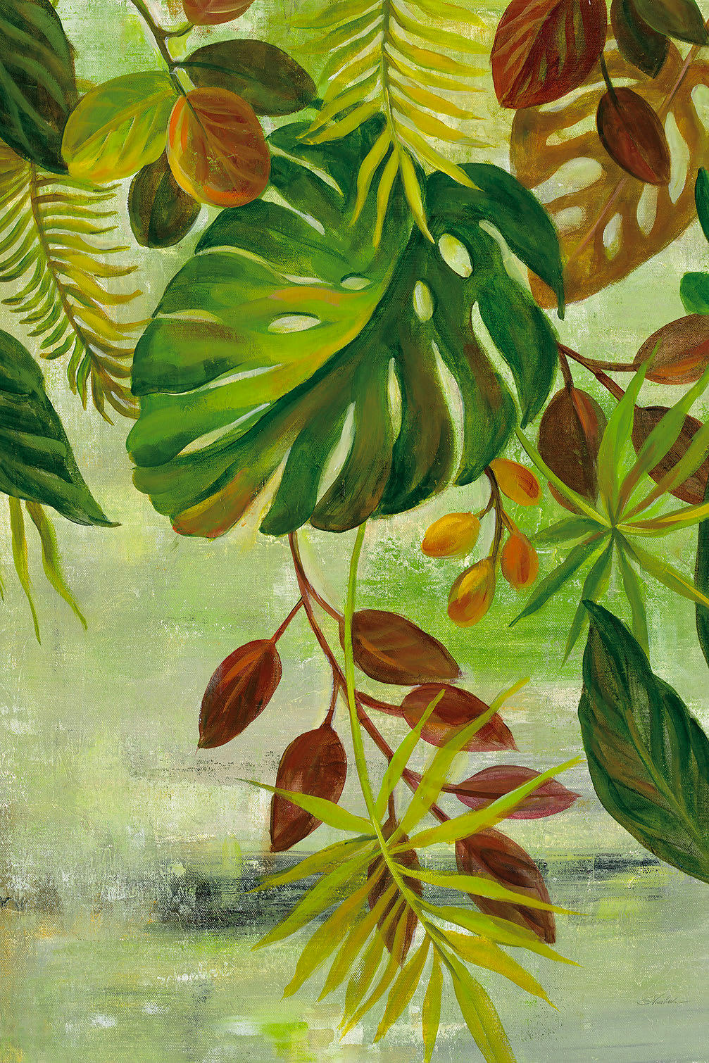- Tableau Feuillage tropical imprimé sur toile 30x45cm