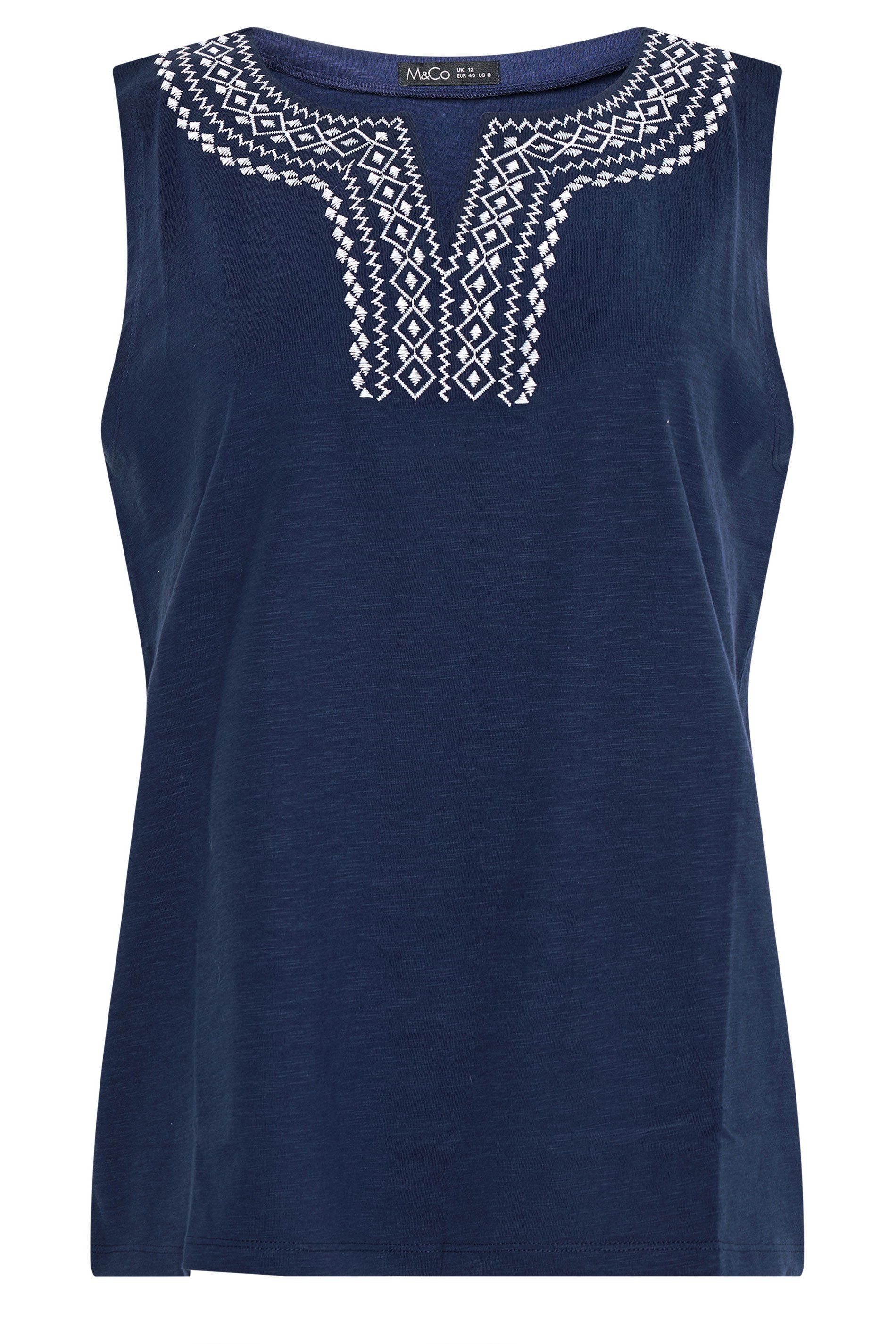 M&Co Embroidered Cotton Vest Top