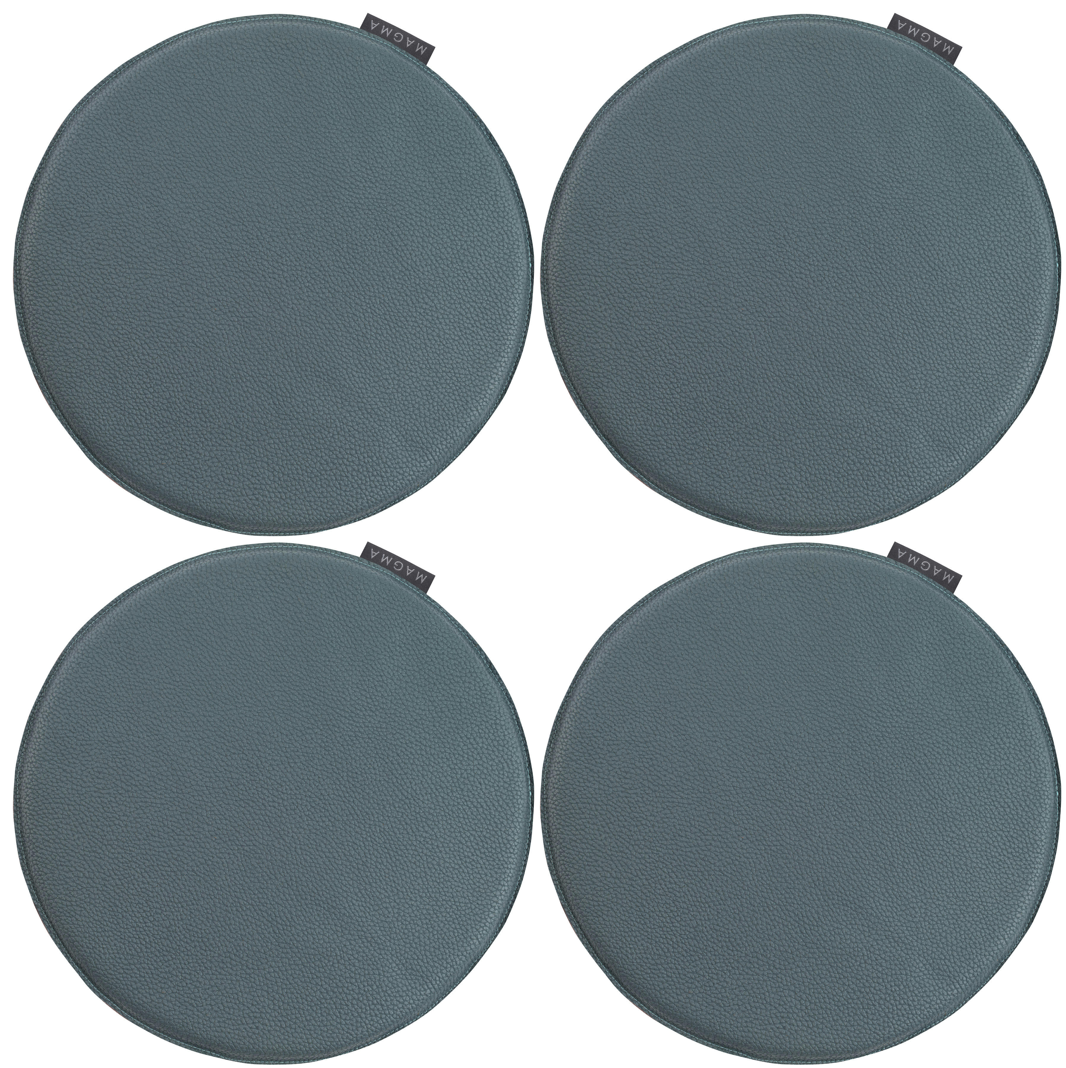 LUIS - Galettes de chaise bleu pétrole imitation cuir - d.37 - lot de 4