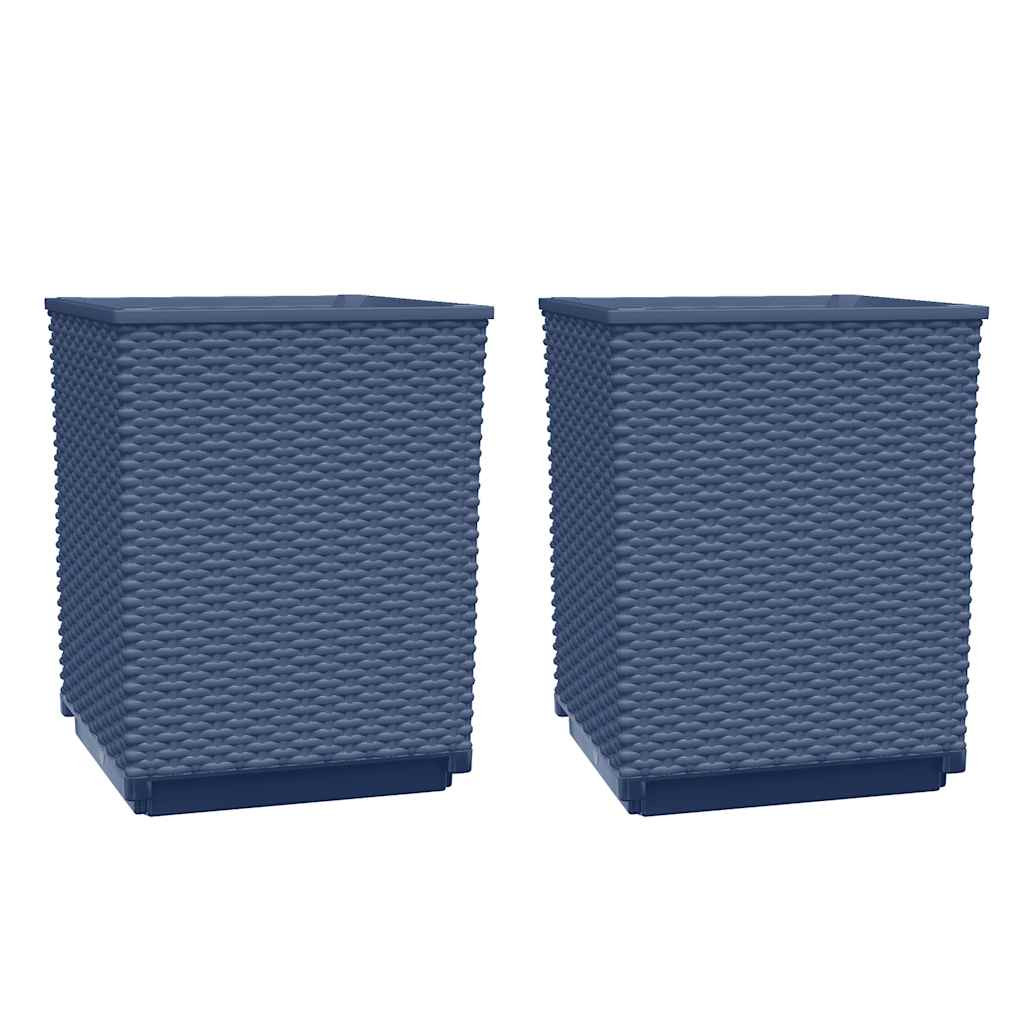 2x Donica Ogrodowa Szara Plastikowa Doniczka Na Ogród 30x30x37 cm