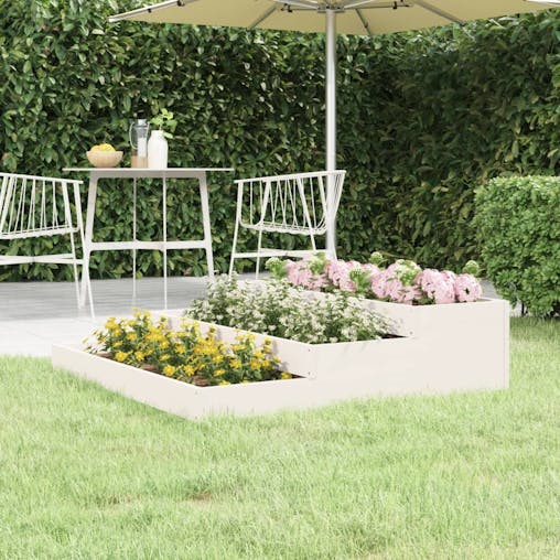 NNEVL Planter White 107x107x27 cm Solid Wood Pine