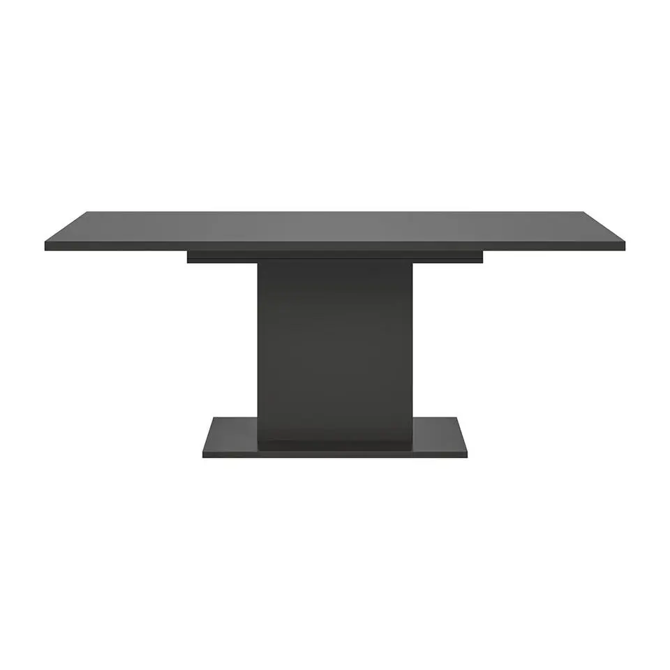 Hioshop Motion eetkamertafel zuilpoot 90x150/190cm incl 1 verlengblad grijs