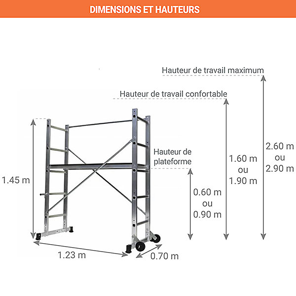Echafaudage domestique : Hauteur de travail max 2.90m   Télémètre laser STANLEY - 205700-LASER