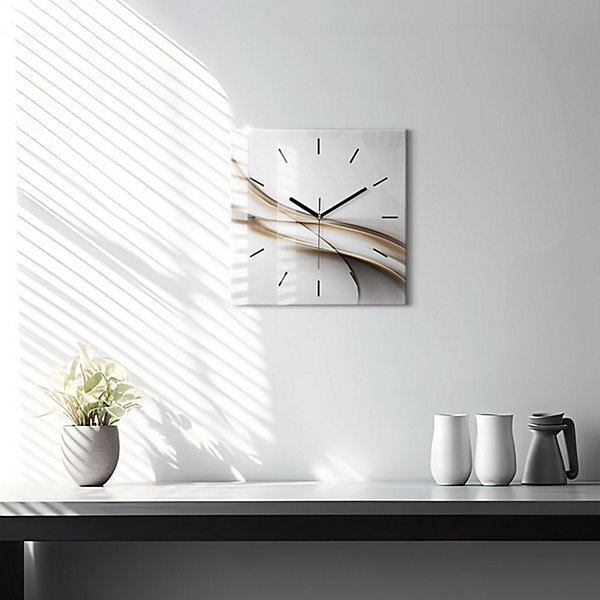 Horloge murale Wallfluent 30x30 cm Aiguilles noires Lignes abstraites 1 pcs