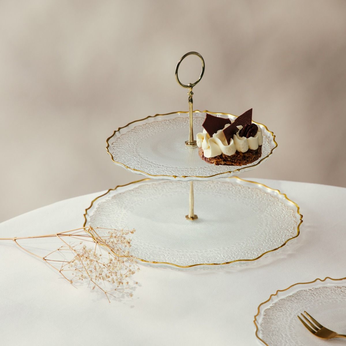 Patera LISALA dwupoziomowa transparentna 21 cm, 28 cm