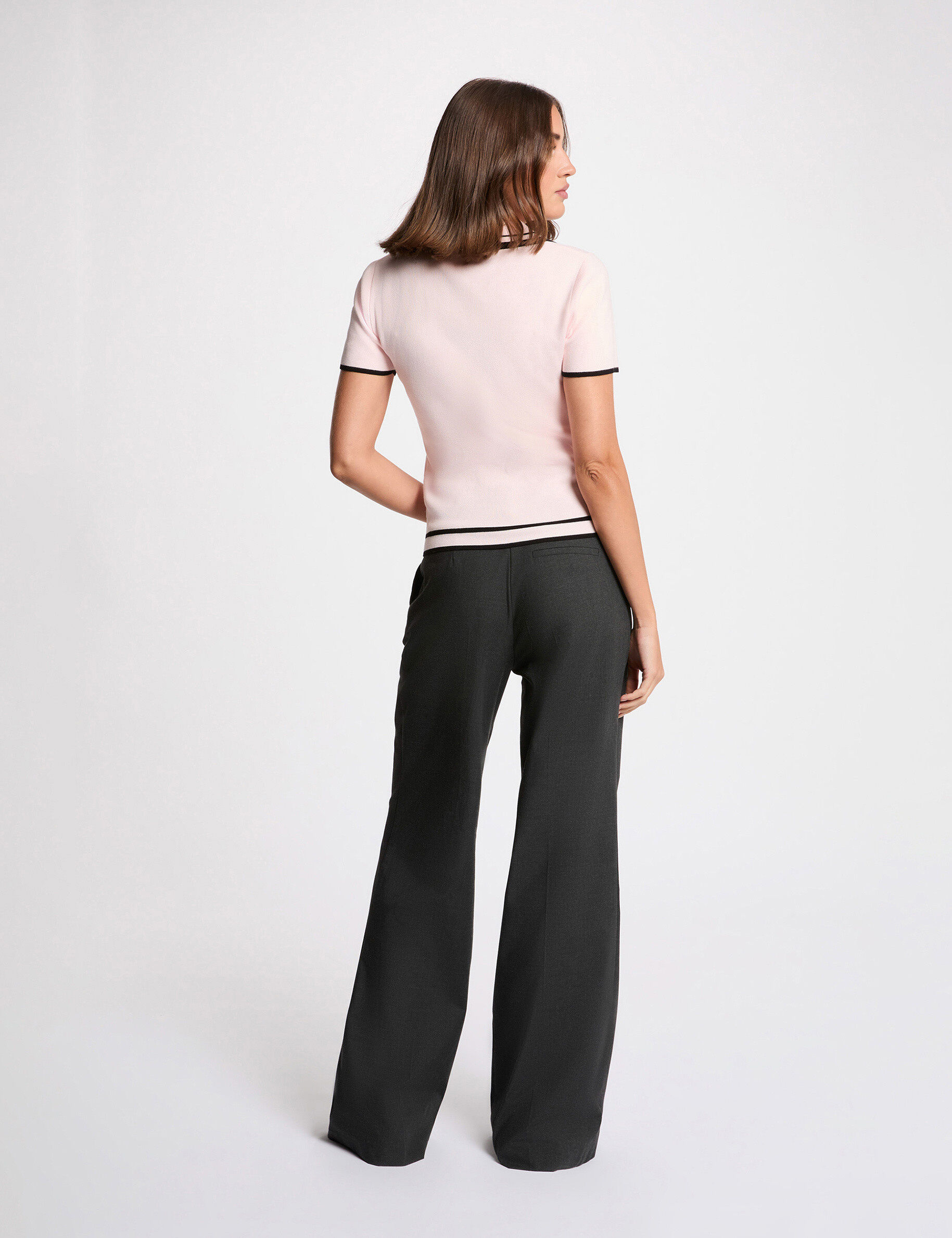 Striped Fitted Sweater Light Pink Women