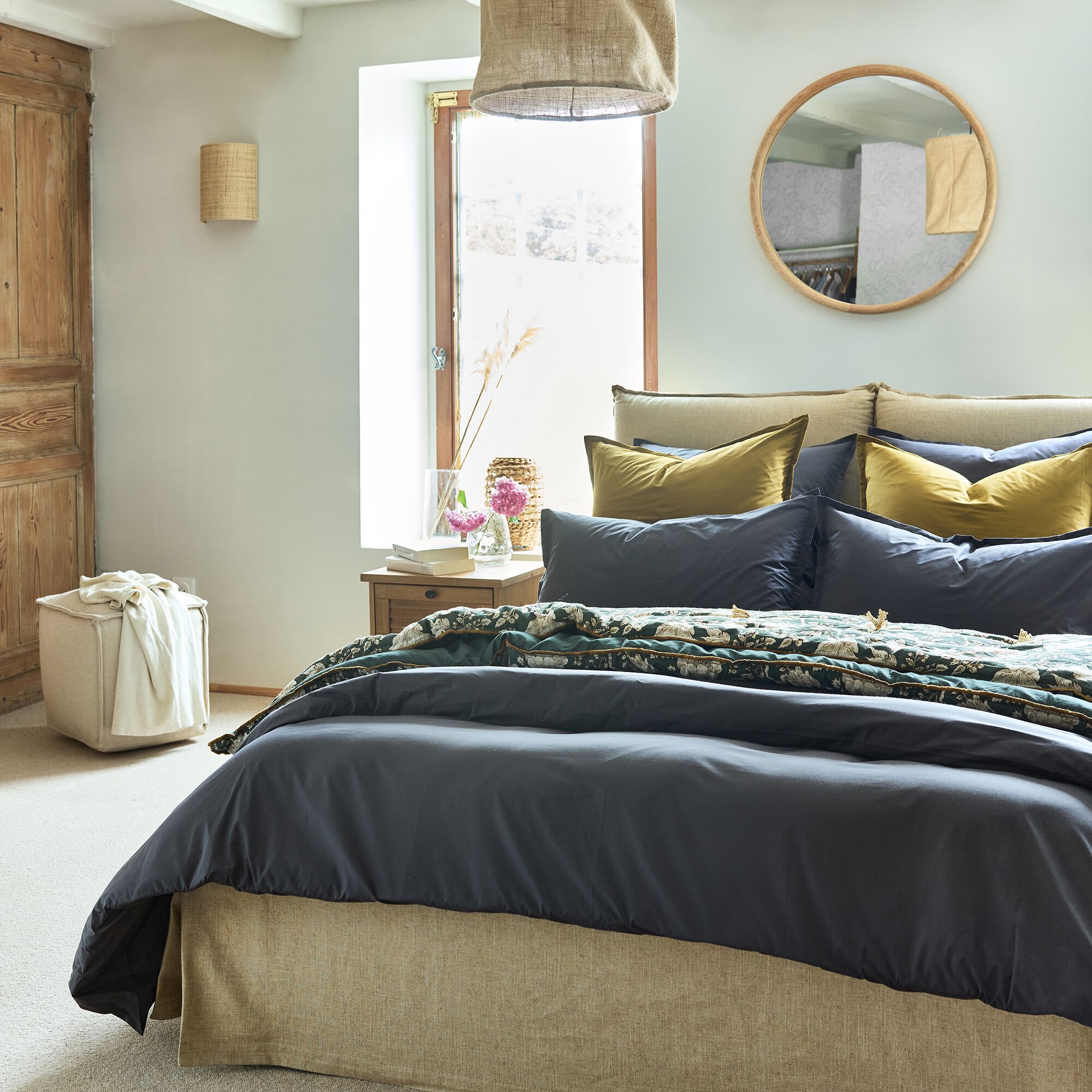 ARDARA - Miroir rond en bois de manguier - naturel D70cm