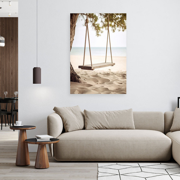 Obraz do salonu sypialni jadalni, Huśtawka plaża morze wydmy 20x30