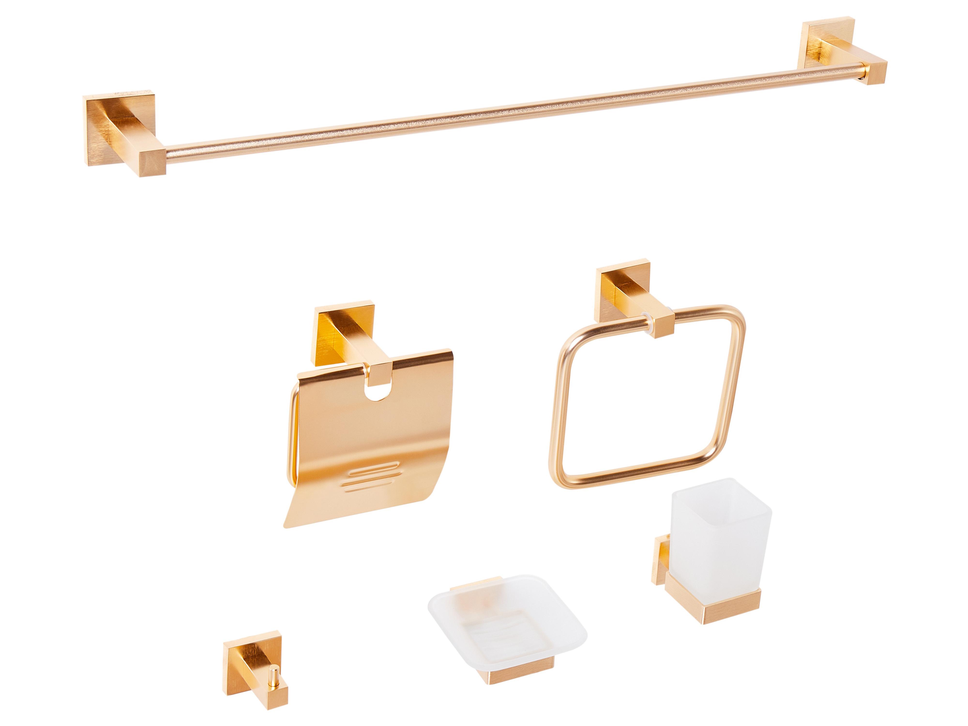 6-Piece Bathroom Hardware Set UVITA with Towel Bars and Hooks Gold