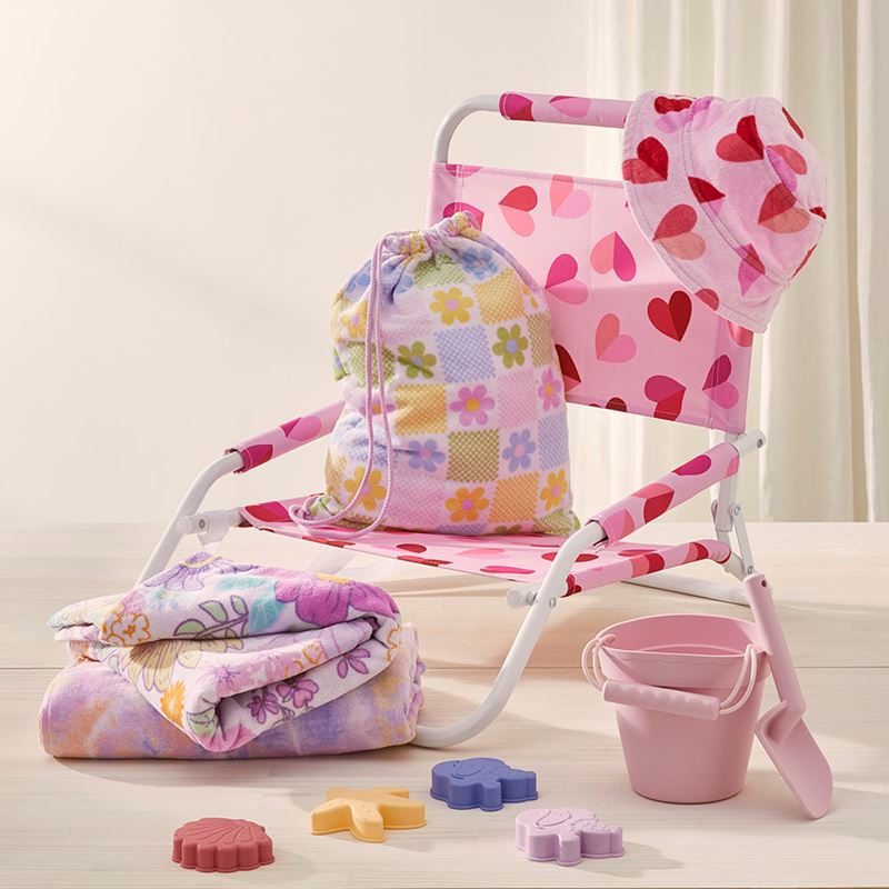 Kids Floral Gingham Terry Beach Bag