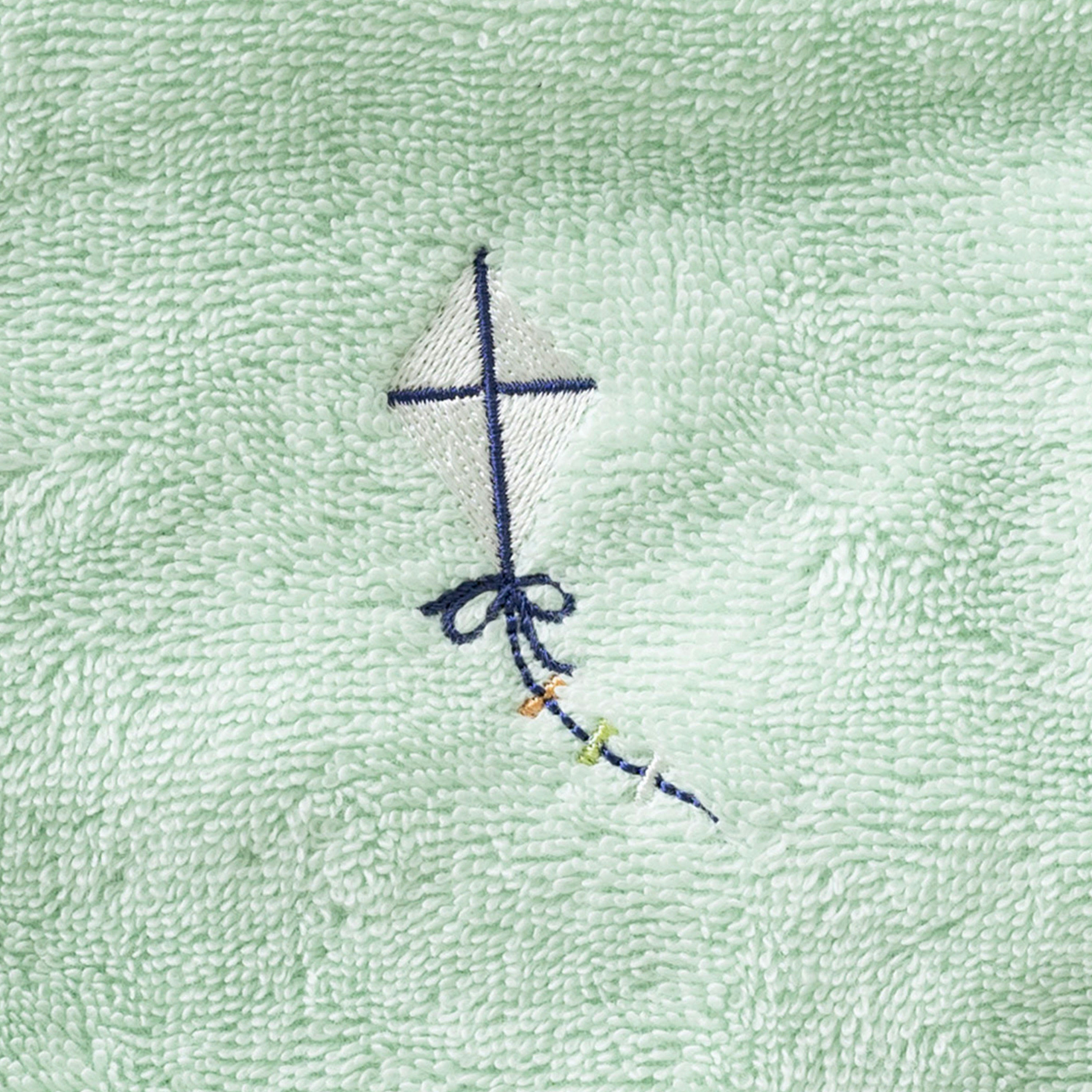 DANDINE - Gant de toilette coton bio bouclette brodé vert 15 x 21 cm