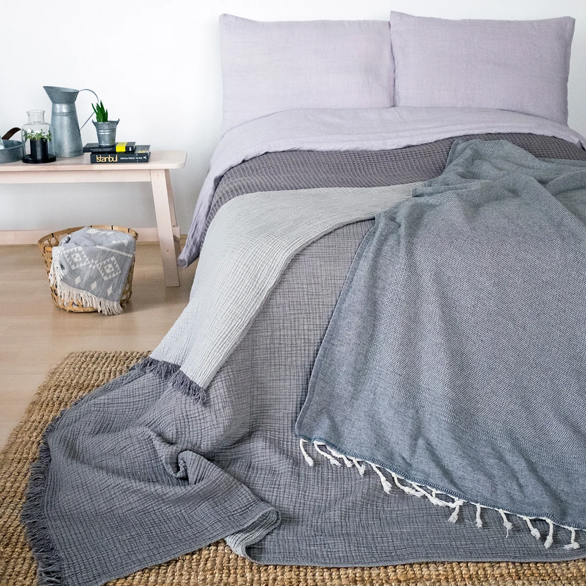 HANA - Cocoon Decke, 150 x 210 cm, dunkelgrau
