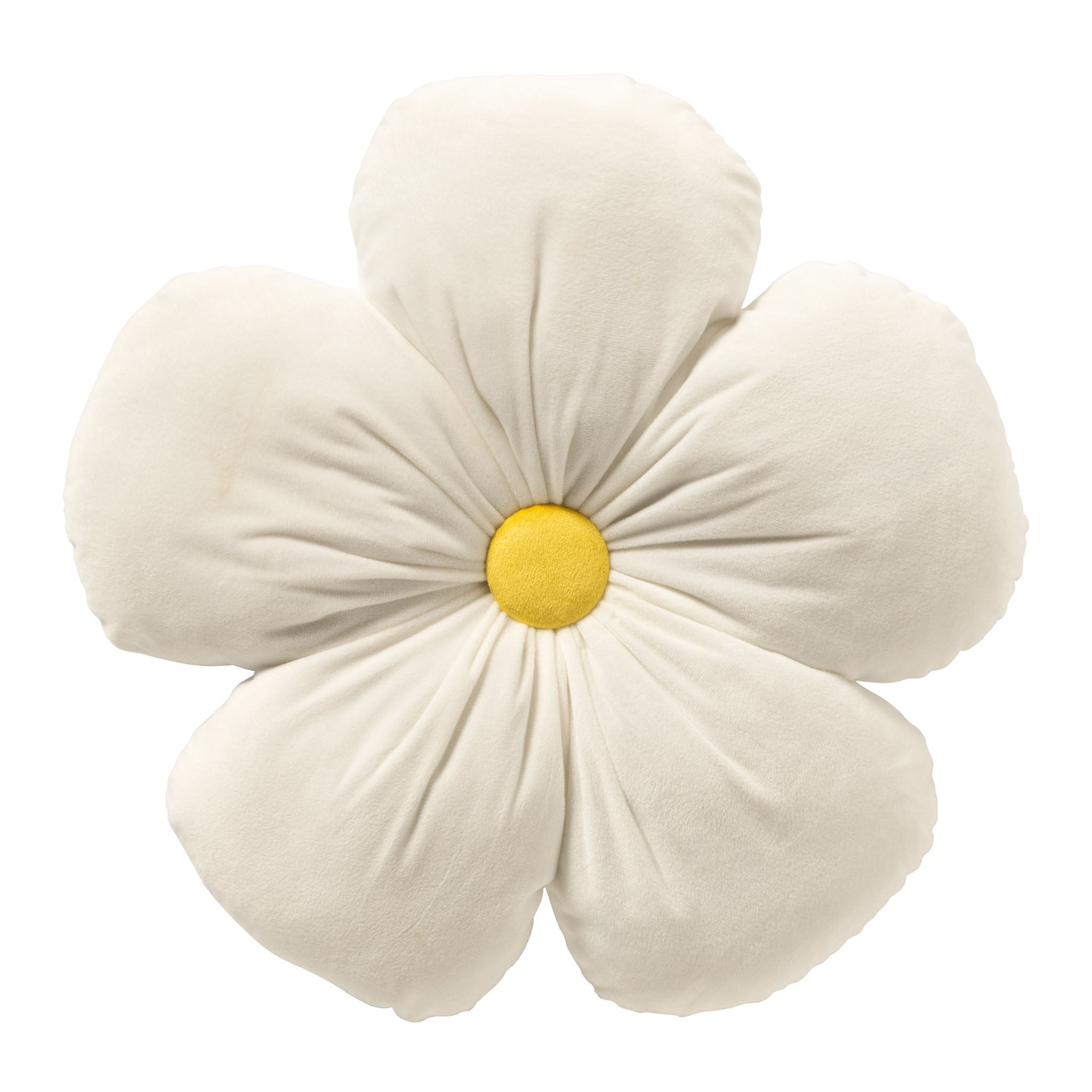 LEANDER - sierkussen Ø40 cm - bloem - Snow White - wit