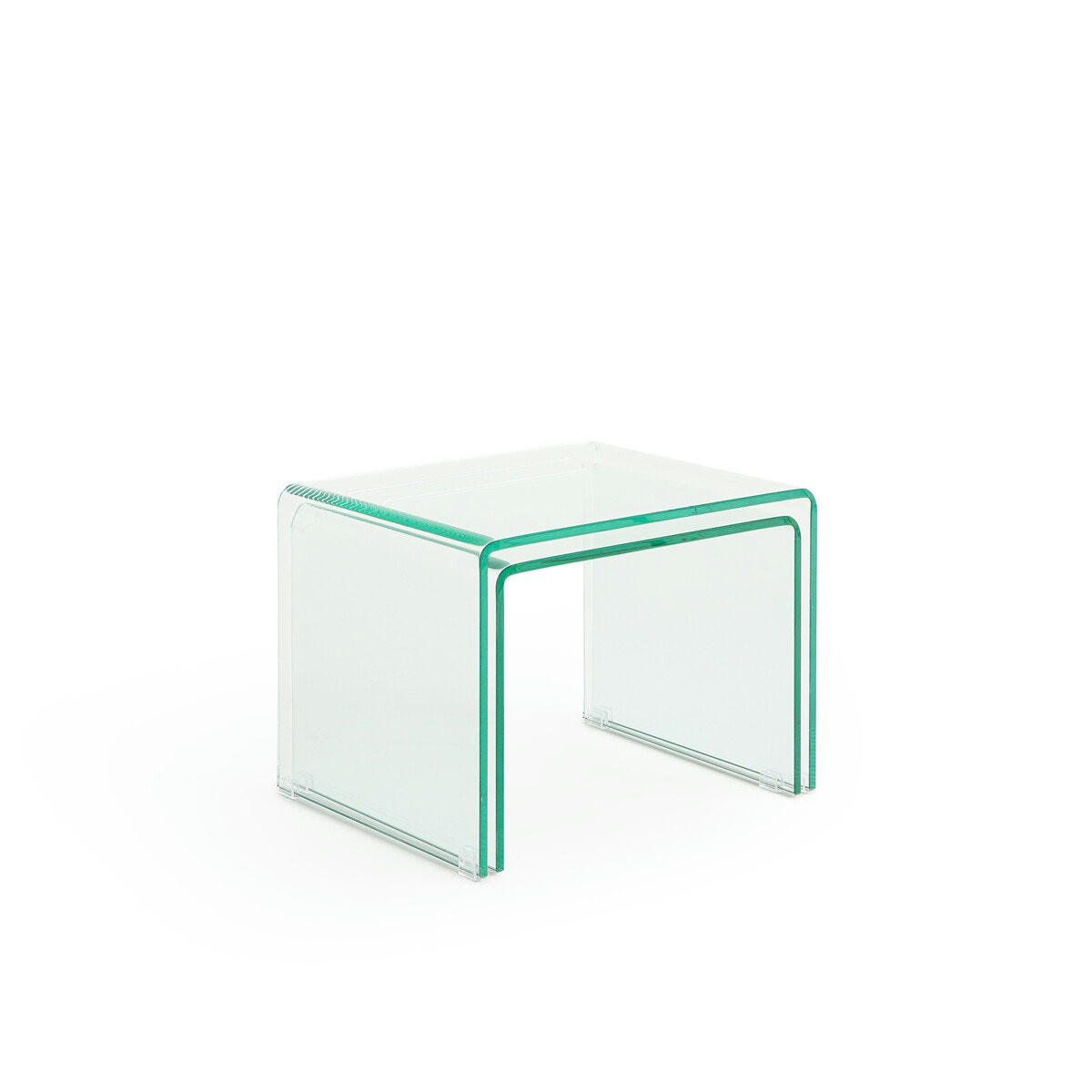 Lot de 2 bouts de canapé verre trempé, Cristalline