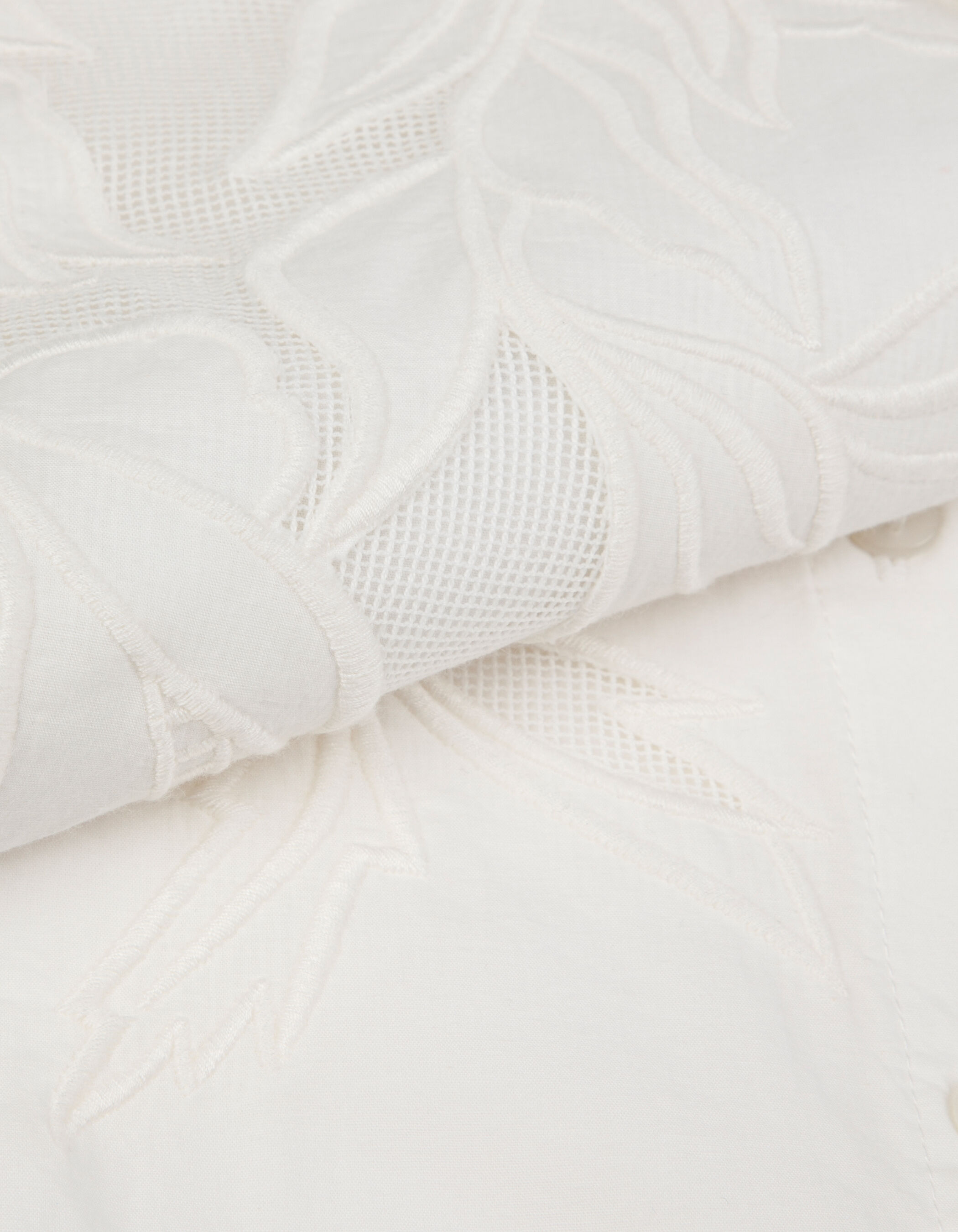 Chemise blanche broderies fleurs Femme