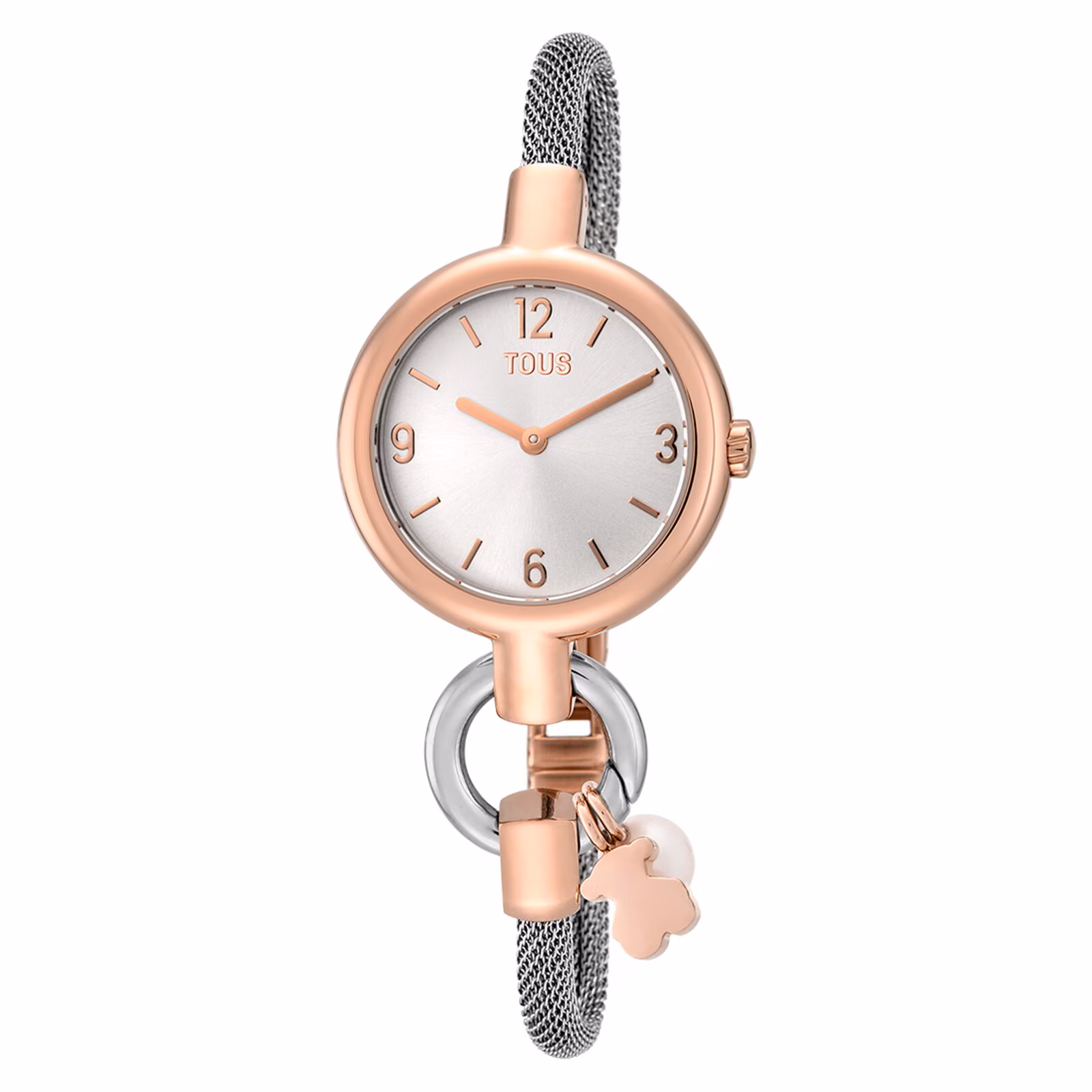 Reloj analógico/digital con brazalete de acero y acero rosado TOUS Hold Charms