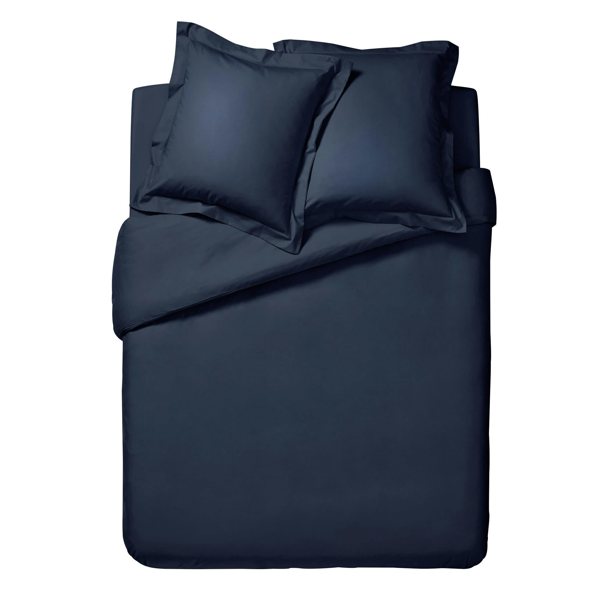 PREMIÈRE - Housse de couette unie en percale de coton bleu 260x240