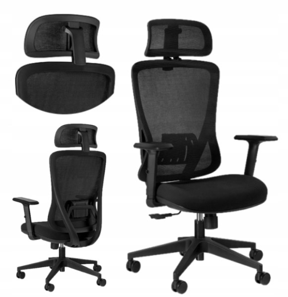 Ergonomiczny fotel biurowy Dart czarny/czarny