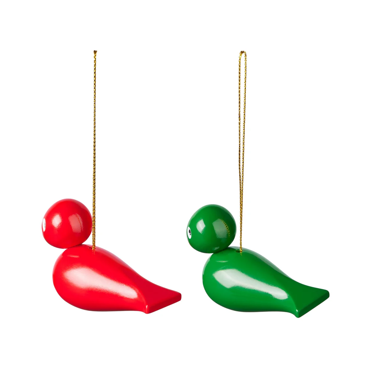 Kay Bojesen - Vogel Weihnachtsschmuck, rot / grün (2er Set)