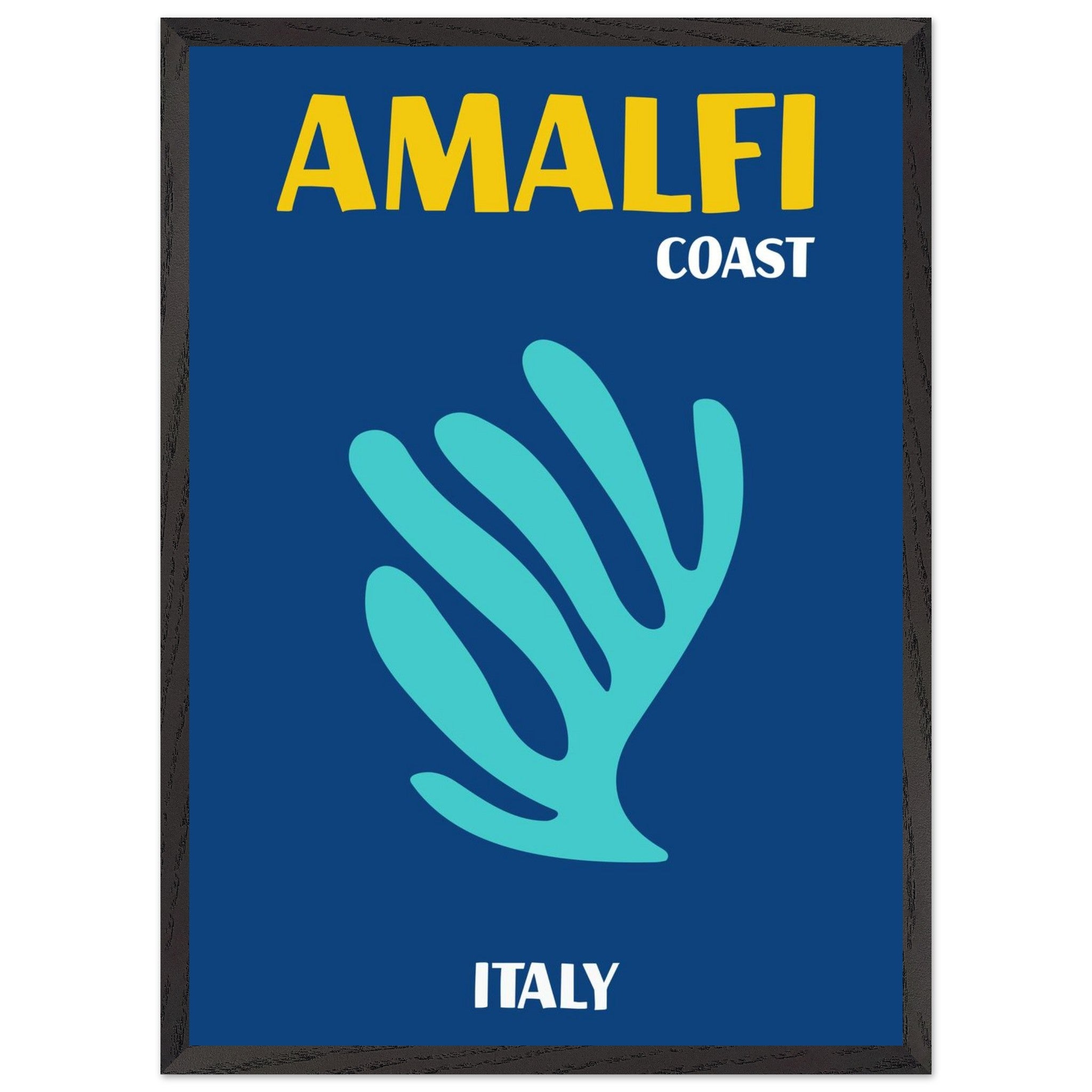 Artfulprints Poster met Lijst Italië - Amalfi  - 50x70 cm - Blauw