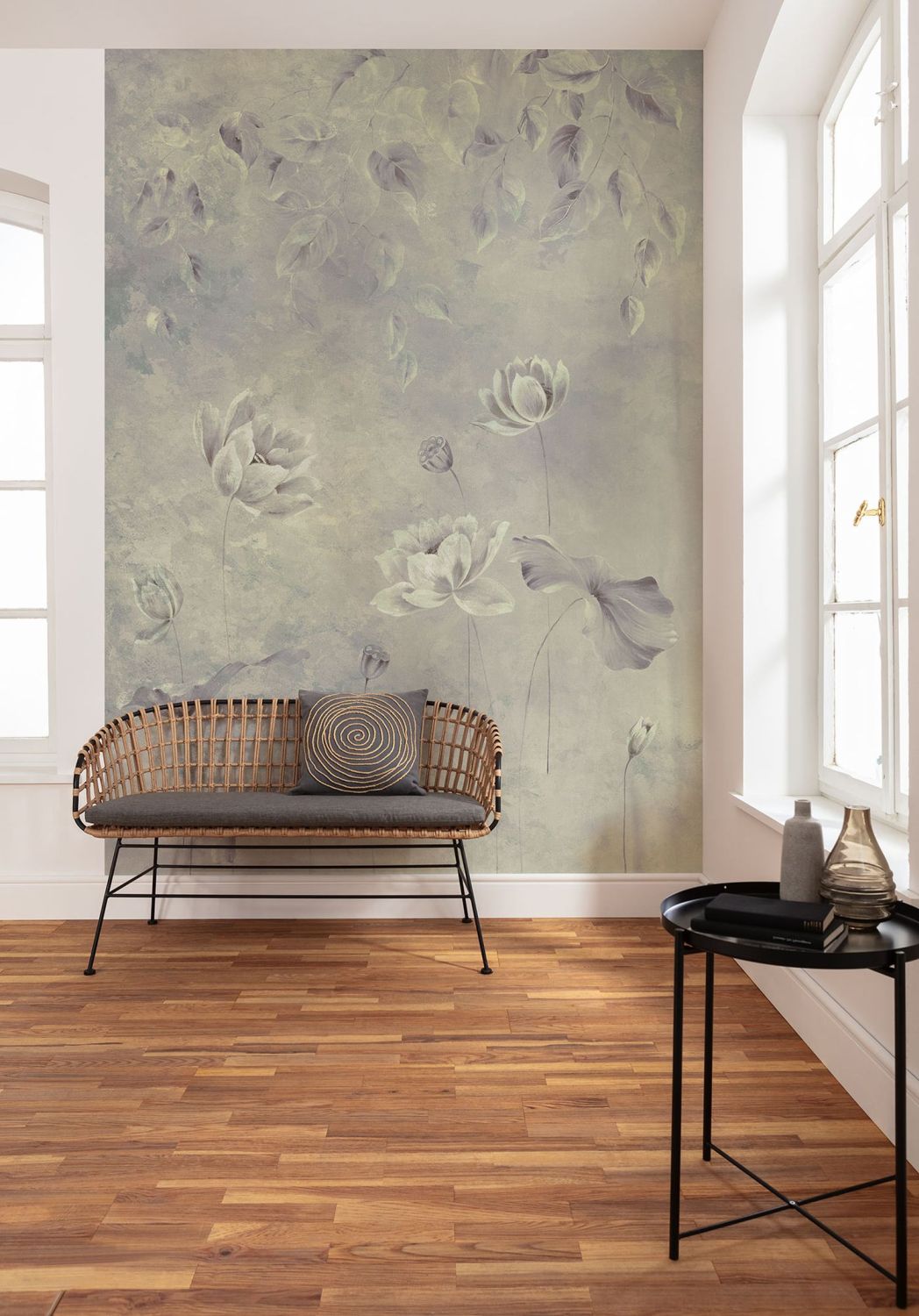 Sanders & Sanders fotobehang bloemen warm grijs - 200 x 280 cm - 612408