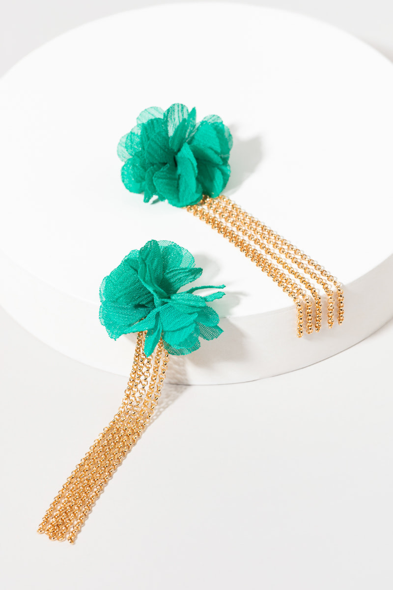 Charnette Chiffon Rosette Earrings