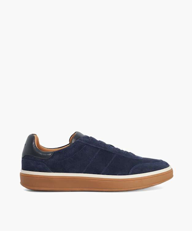 Tony Navy - Wide Fit Suede Lace-Up Trainers