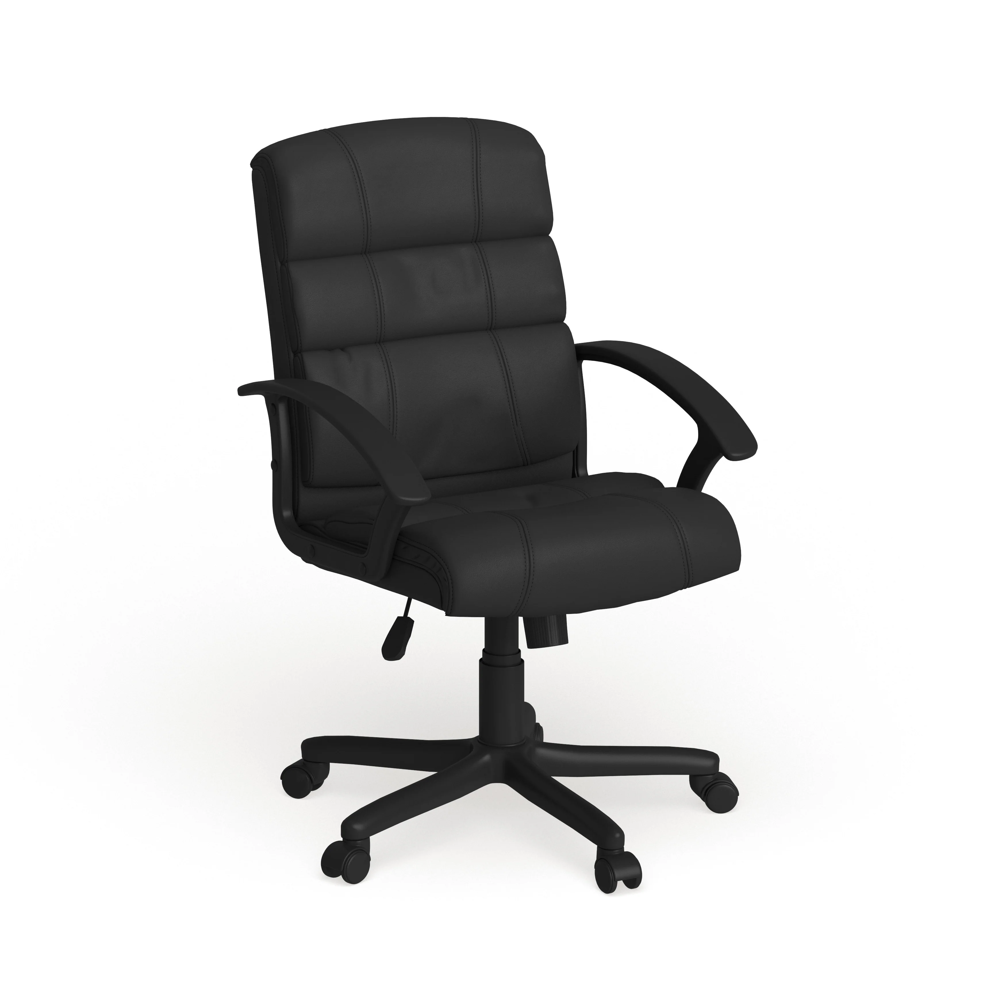 Mid-Back LeatherSoft Swivel Office Chair with Accent Divided Back and Arms