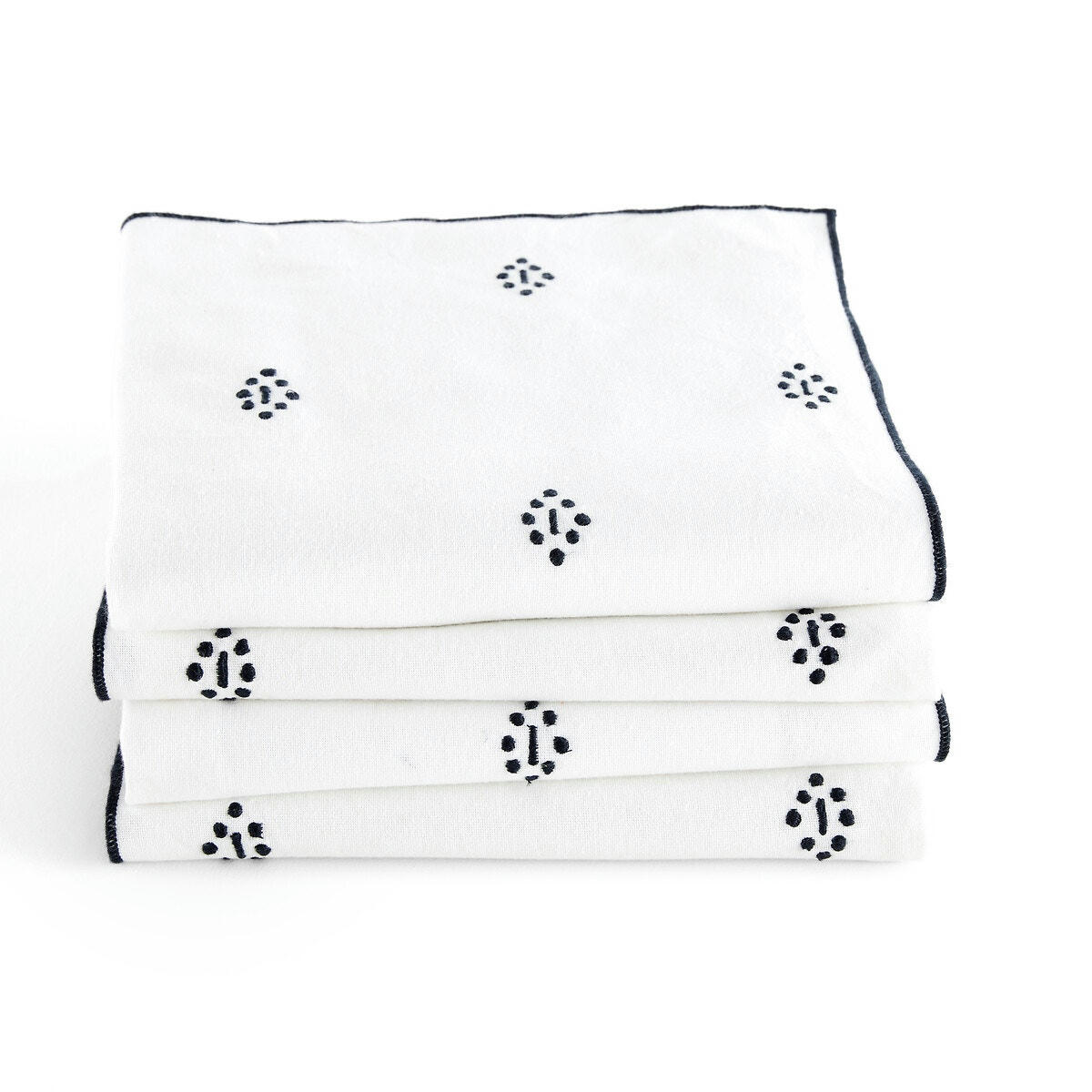 Lot de 4 serviettes de table brodées coton, Maliau