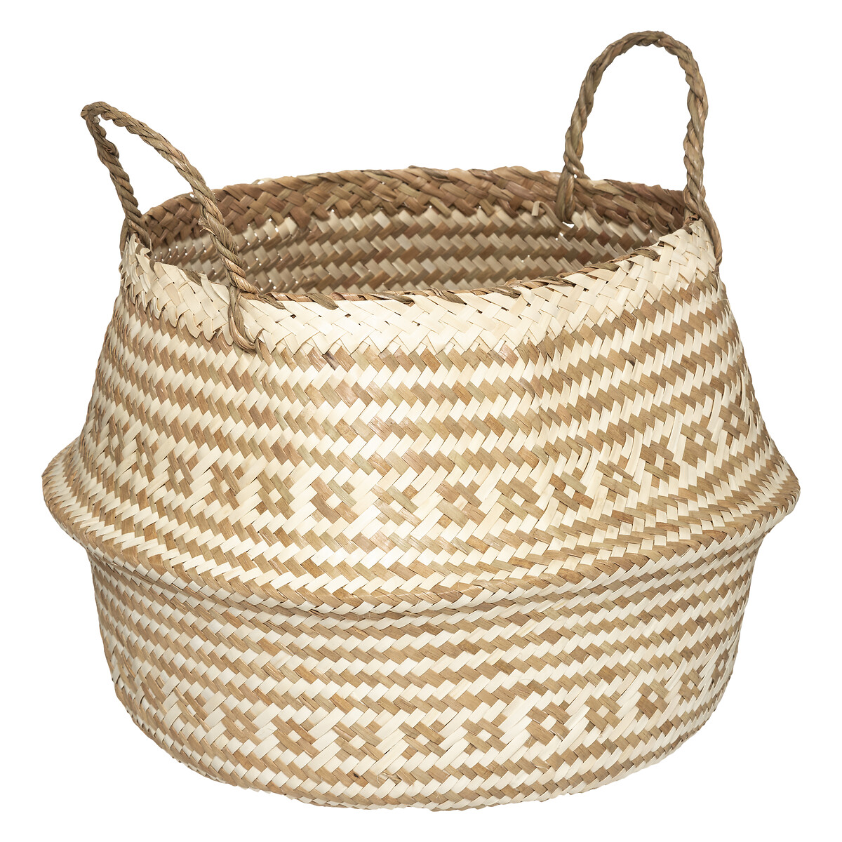 Cesto decorativo branco e bege 30x35cm