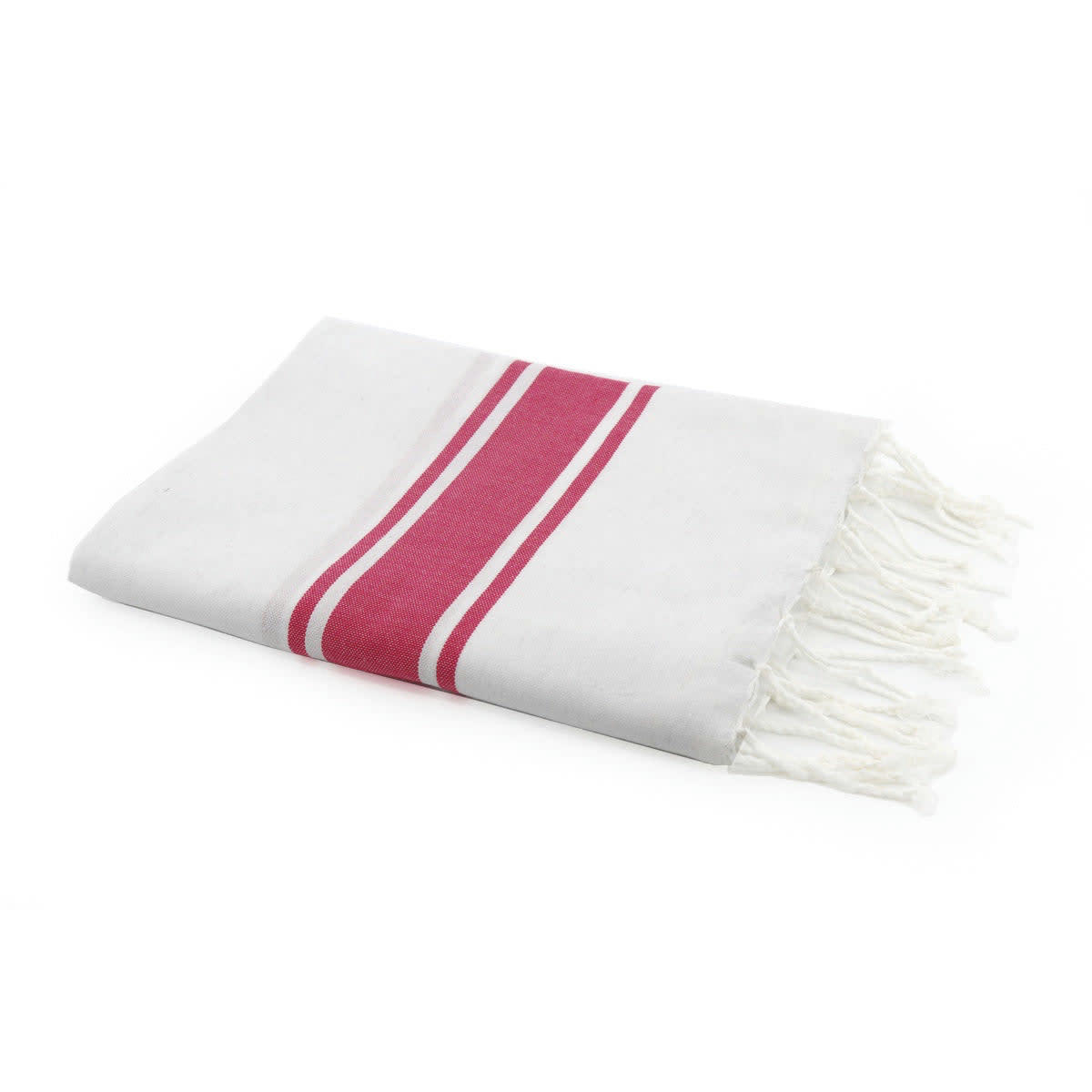 ST TROPEZ - Fouta blanche coton  100x200 blanc / rose fuchsia