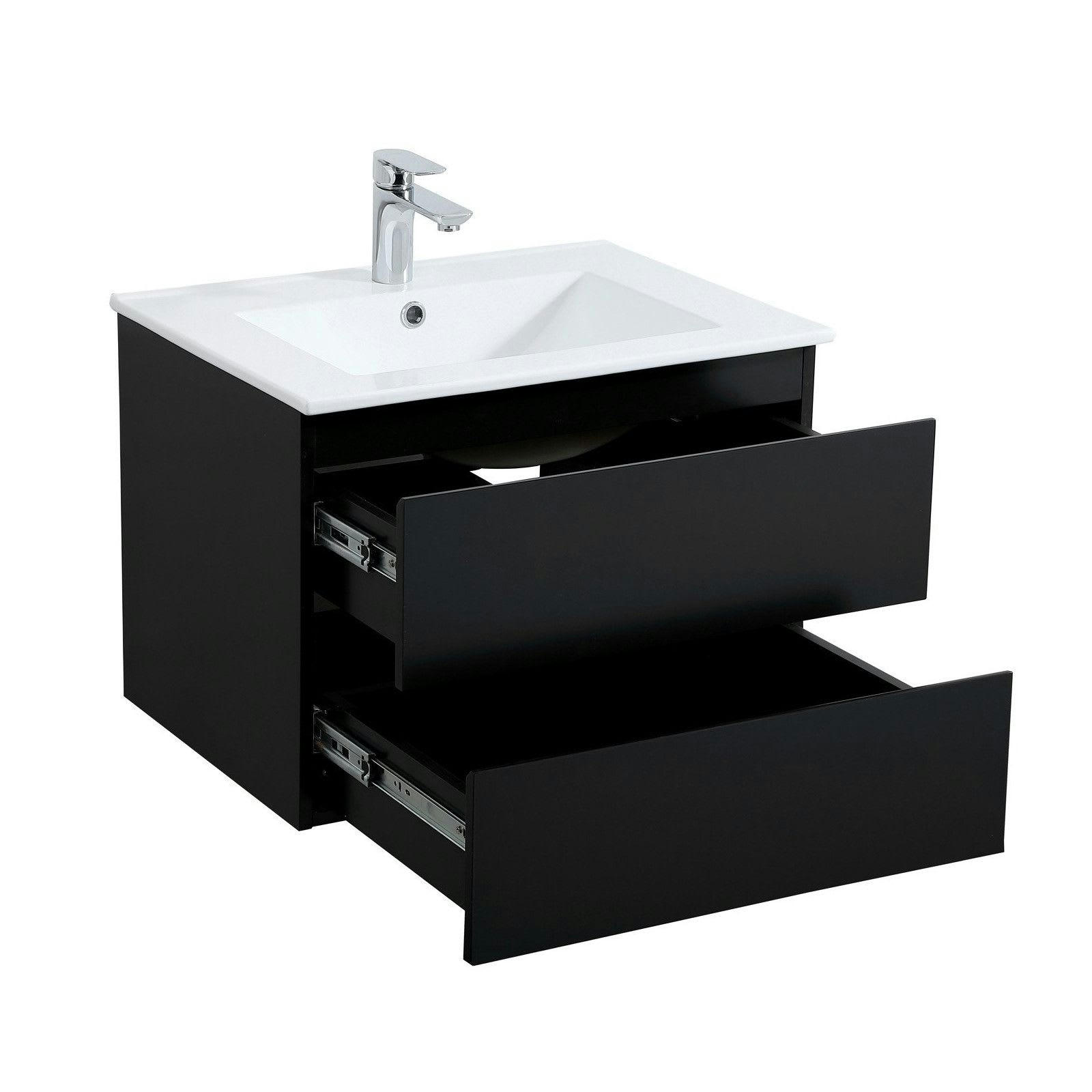 SORRENTO - Meuble simple vasque 60cm  Noir + vasque