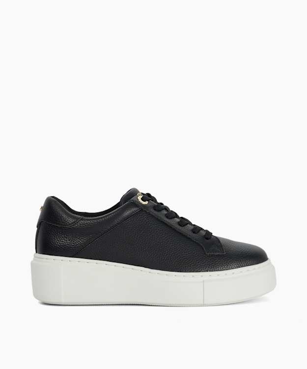 Evienne Black - Leather Lace-Up Chunky Trainers
