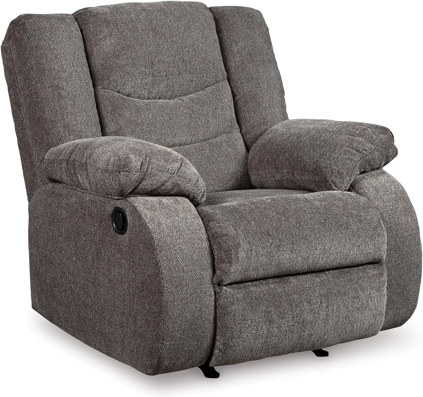 Signature Design by Ashley Tulen Contemporary Rocker Recliner, Gentle Rocking Motion, Pull Tab Reclining, Fabric Upholstery, 39 W x 40 D x 40 H, Dark Gray